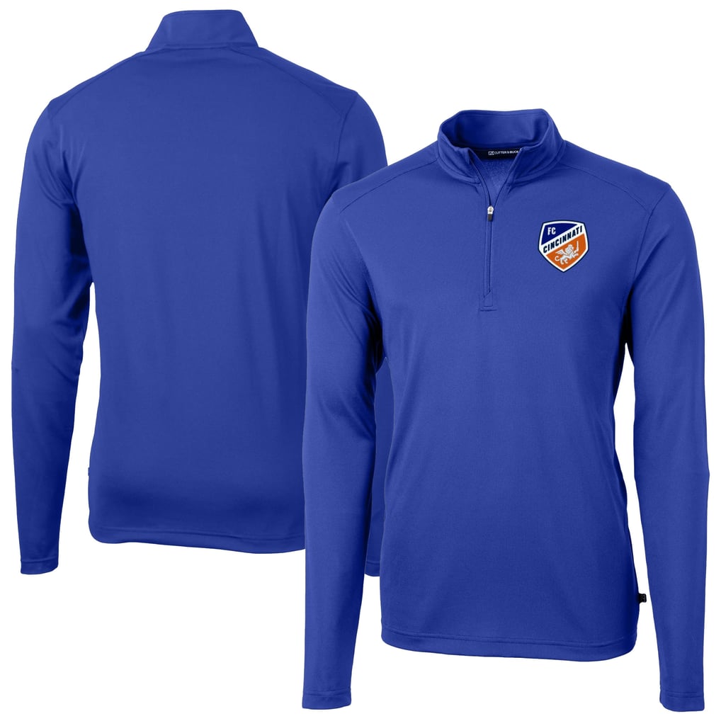  FC Cincinnati Cutter & Buck Big & Tall Virtue Eco Pique Recycled Quarter-Zip Pullover Top - Blue